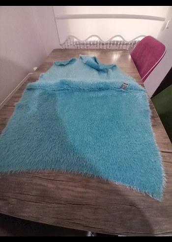 Kız Çocuk Turkuaz Kapüşonlu Ponço - Görsel 3