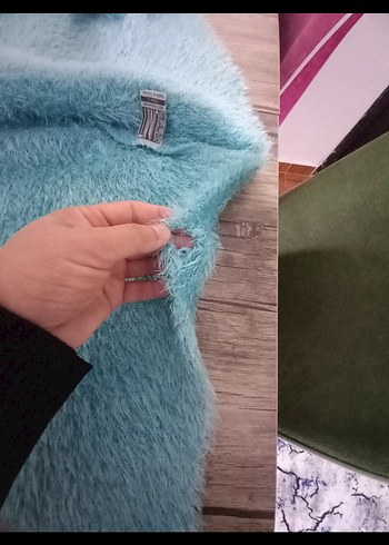 Kız Çocuk Turkuaz Kapüşonlu Ponço - Görsel 6