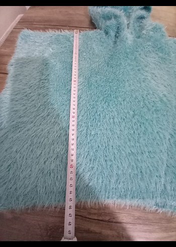 Kız Çocuk Turkuaz Kapüşonlu Ponço - Görsel 4