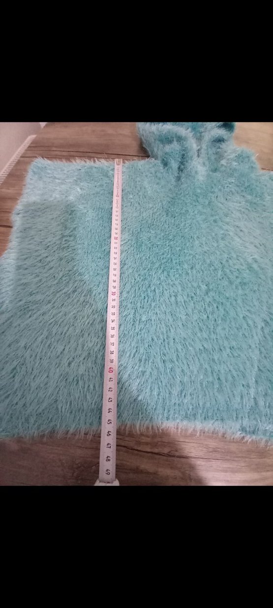 Kız Çocuk Turkuaz Kapüşonlu Ponço - Görsel 4