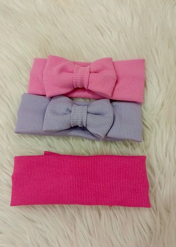 Kız Çocuk kız bebek Pembe Fiyonk Saç Bandana - Görsel 3