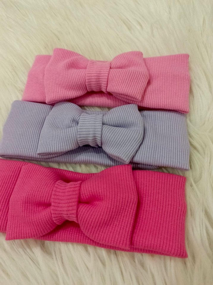 Kız Çocuk kız bebek Pembe Fiyonk Saç Bandana - Görsel 2