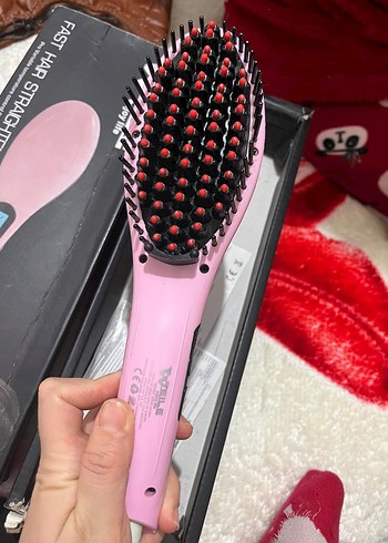 Pembe Pastel Hızlı Saç Düzleştirici Fırça - Görsel 3