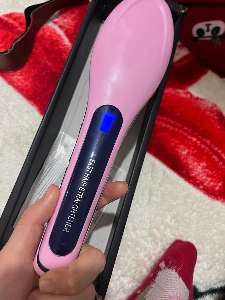 Pembe Pastel Hızlı Saç Düzleştirici Fırça - Görsel 5