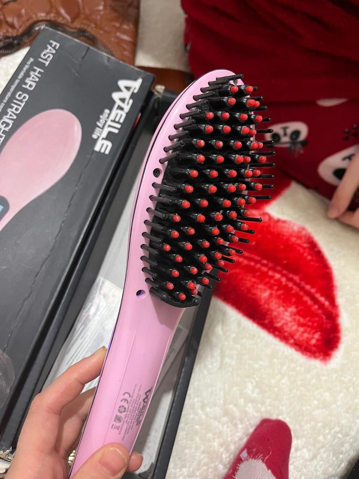 Pembe Pastel Hızlı Saç Düzleştirici Fırça - Görsel 2