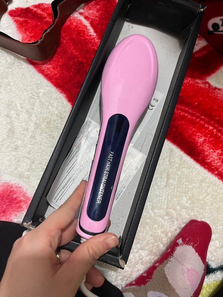 Pembe Pastel Hızlı Saç Düzleştirici Fırça - Görsel 4