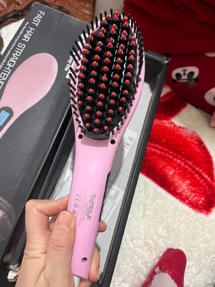 Pembe Pastel Hızlı Saç Düzleştirici Fırça - Görsel 3