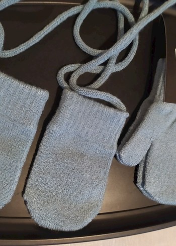 Mavi Örgü Kız Eldiveni ikili takım - Görsel 2