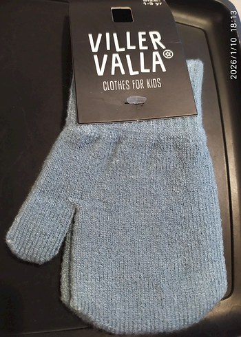 Mavi Örgü Kız Eldiveni ikili takım - Görsel 4