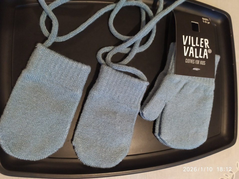 Mavi Örgü Kız Eldiveni ikili takım - Görsel 2