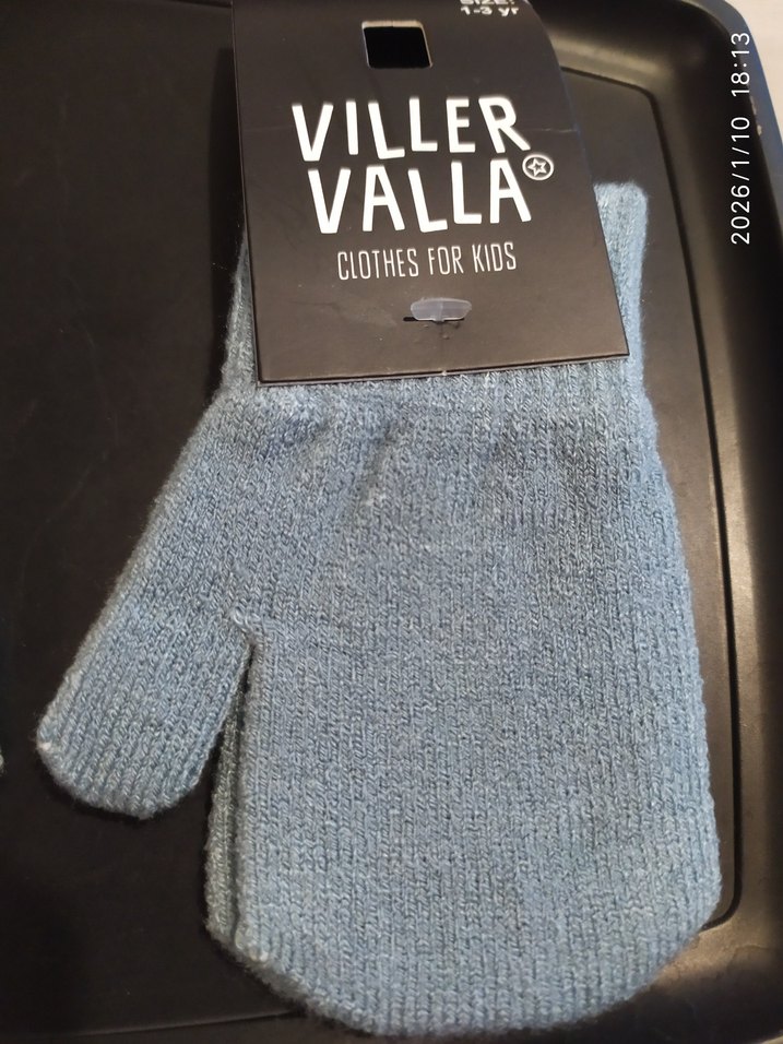 Mavi Örgü Kız Eldiveni ikili takım - Görsel 4