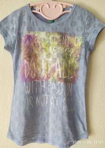 Mavi Kız Çocuk Baskılı Tişört - Görsel 3