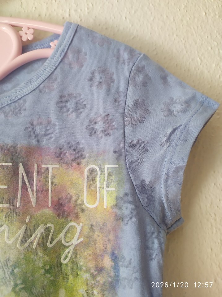 Mavi Kız Çocuk Baskılı Tişört - Görsel 4