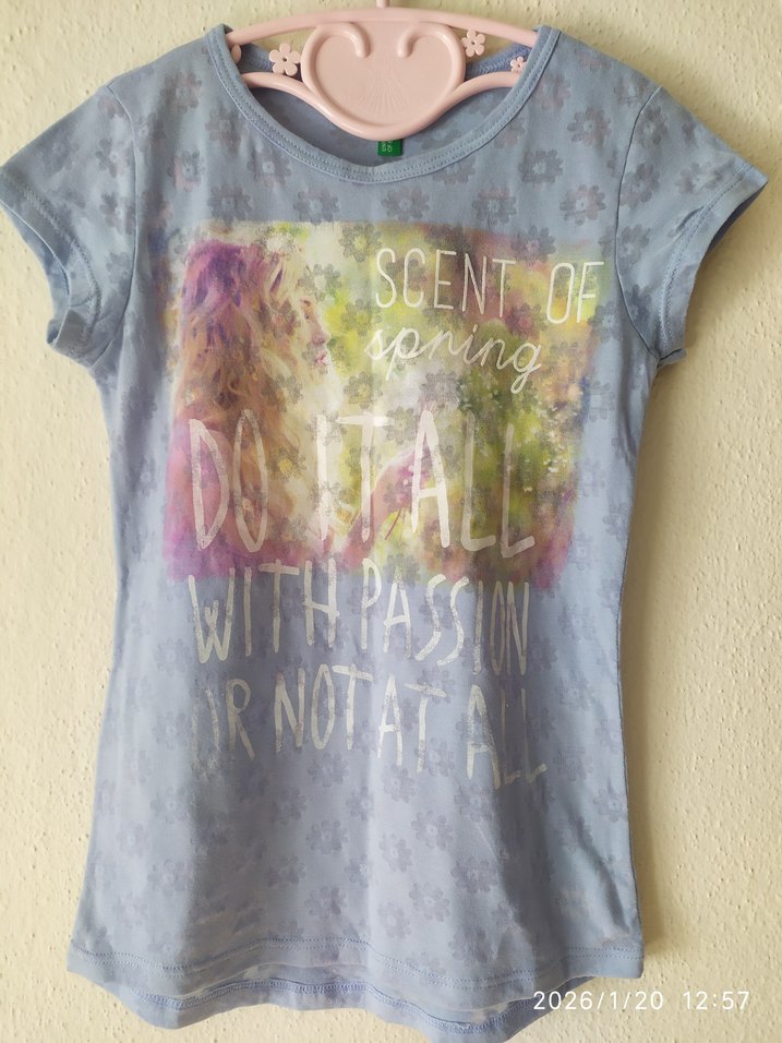 Mavi Kız Çocuk Baskılı Tişört - Görsel 3