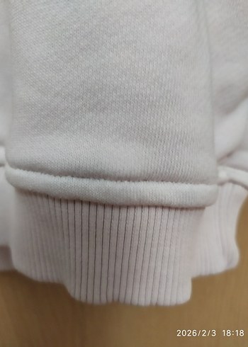 Kapüşonlu Beyaz ve Haki Sweatshirt - Görsel 3
