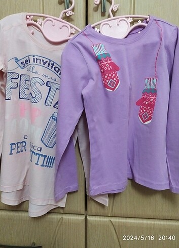 6 Yaş Beden çeşitli Renk İkili kız çocuk tişört 