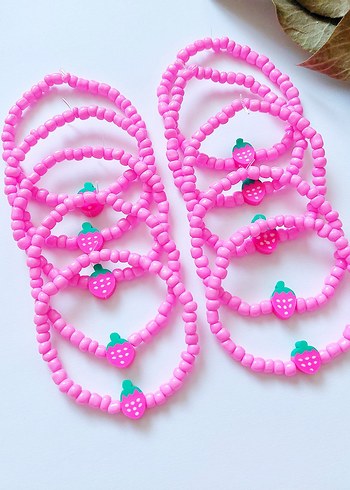  Beden pembe Renk 10 ADET ÇİLEKLİ BİLEKLİK SET