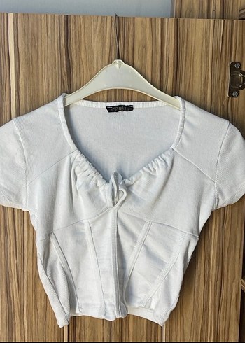 Beyaz Baskılı Kısa Kollu Kadın Tişört - Görsel 4