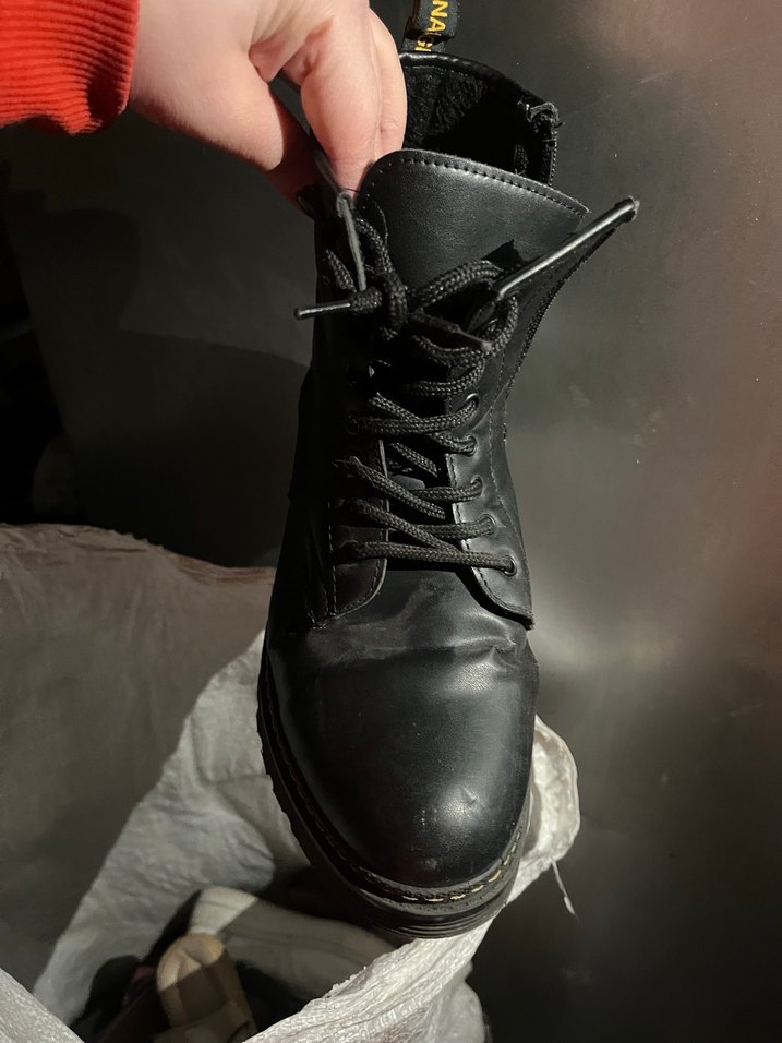 Siyah Deri Bağcıklı Punk Bot - Görsel 2