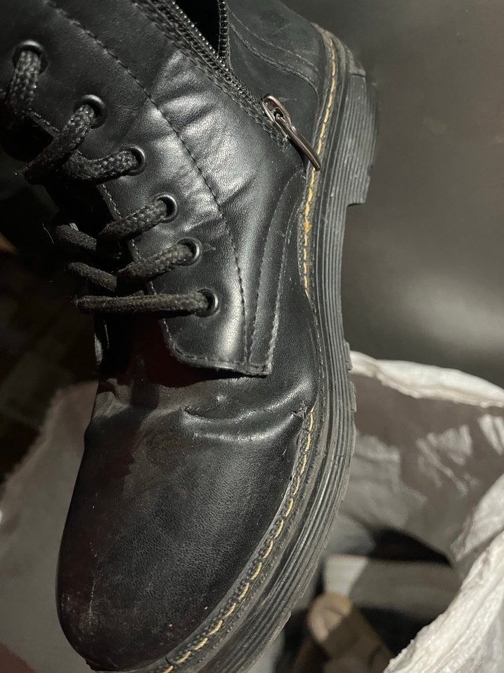 Siyah Deri Bağcıklı Punk Bot - Görsel 4