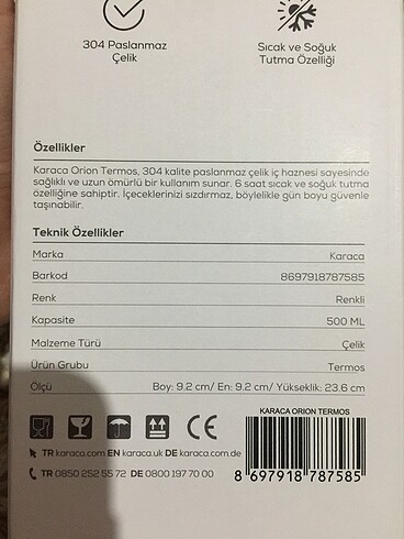 Beden Karaca orıon termos