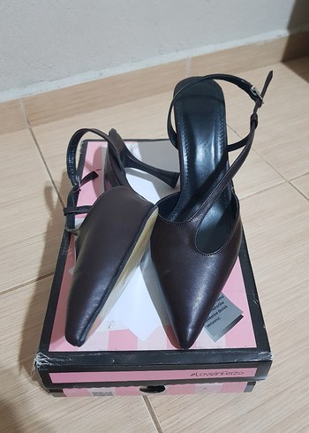 Diğer Kahverengi Deri Stiletto Kadın Topuklu Ayakkabı