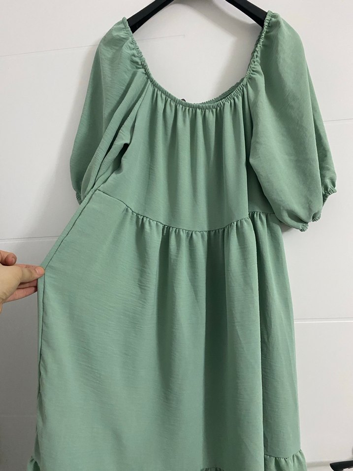 Yeşil Uzun Bohem Kadın Elbise - Görsel 2