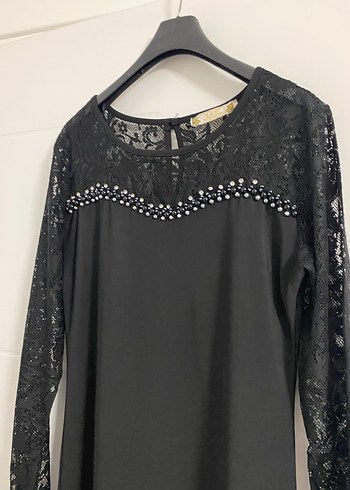 Siyah Dantel Detaylı Uzun Gotik Elbise - Görsel 2