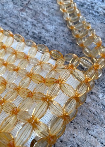 Sarı Boncuk İşlemeli Kadın Çanta - Görsel 3