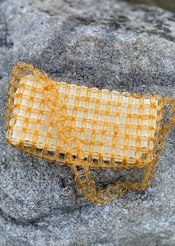 Sarı Boncuk İşlemeli Kadın Çanta - Görsel 5