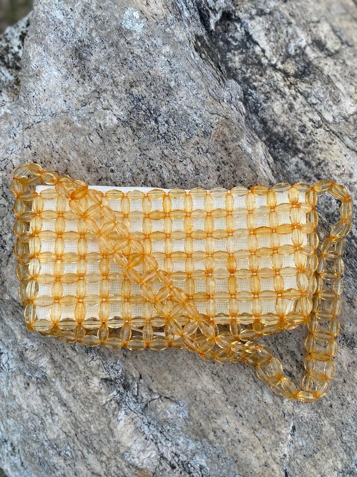 Sarı Boncuk İşlemeli Kadın Çanta - Görsel 4