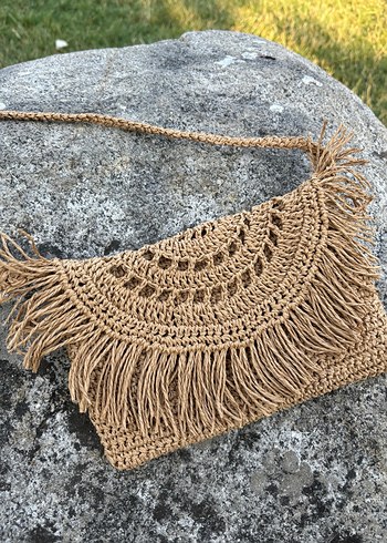 Bej Örgü Bohem Kadın Çanta - Görsel 3