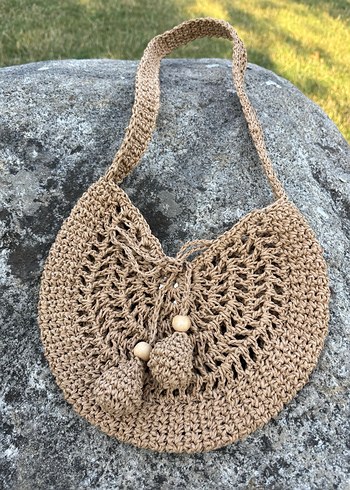 Bej Örgü Bohem Kadın Çanta - Görsel 2