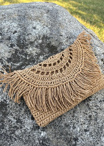 Bej Örgü Bohem Kadın Çanta - Görsel 4