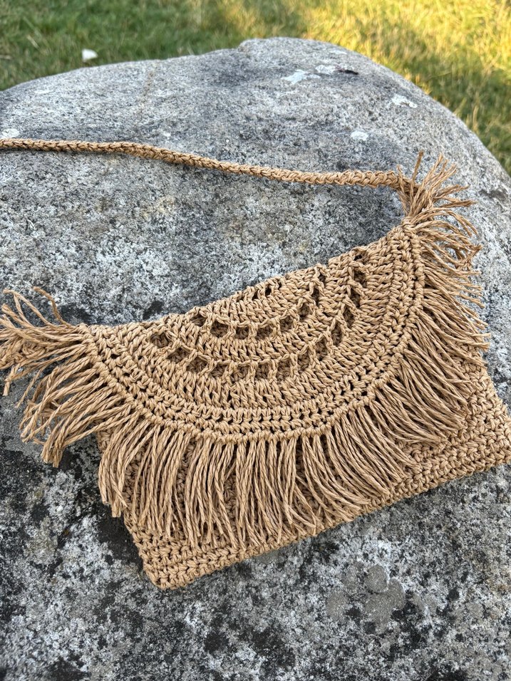 Bej Örgü Bohem Kadın Çanta - Görsel 3