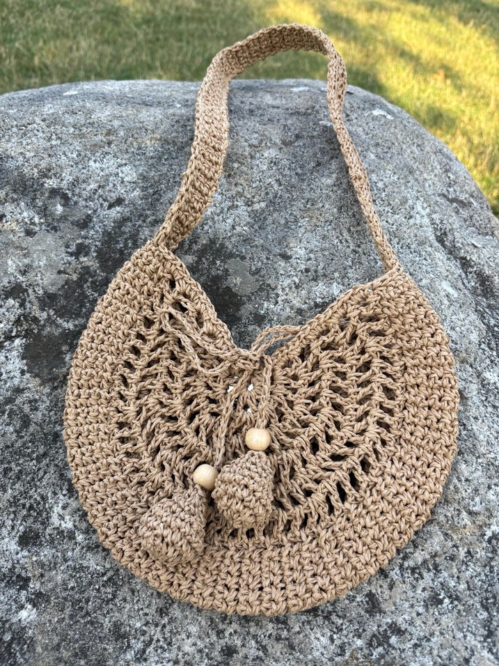 Bej Örgü Bohem Kadın Çanta - Görsel 2