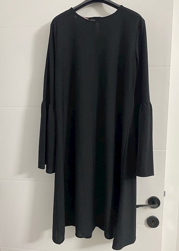 Uzun Kollu Siyah Drapeli Kadın Triko Elbise - Görsel 2