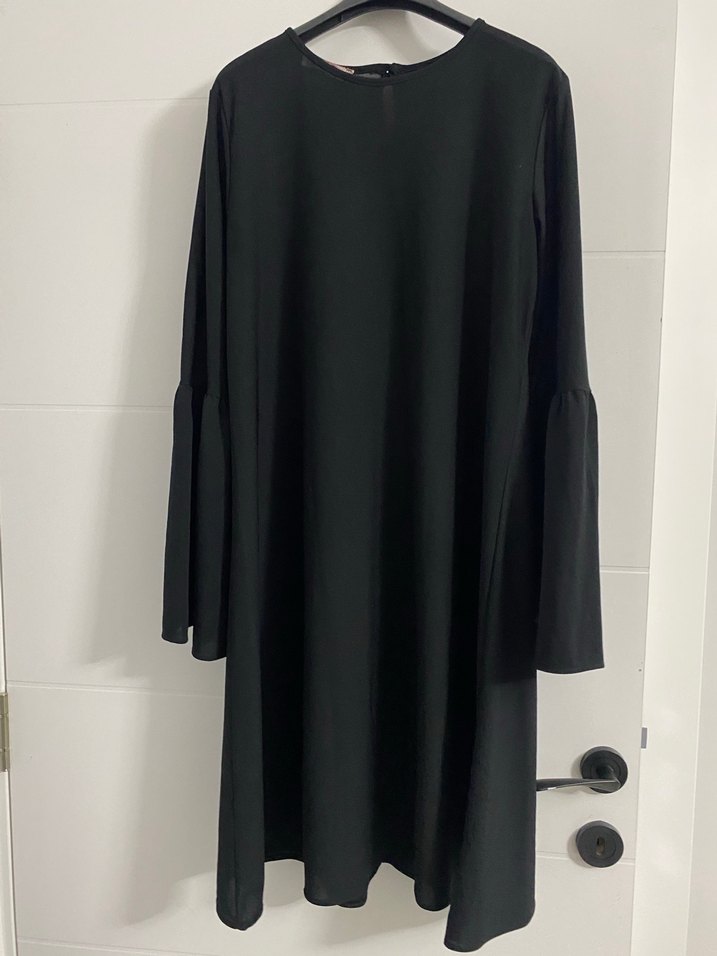 Uzun Kollu Siyah Drapeli Kadın Triko Elbise - Görsel 2