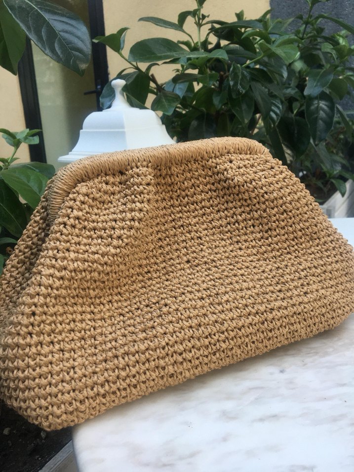 Bej Örgü Kadın Portföy Çanta - Görsel 4