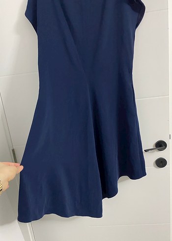 Lacivert V Yaka Midi Kadın Elbise - Görsel 4