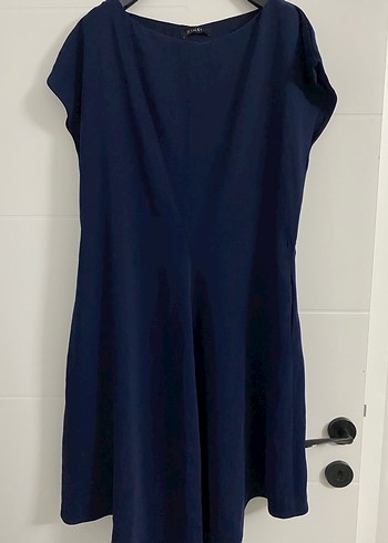 Lacivert V Yaka Midi Kadın Elbise - Görsel 3