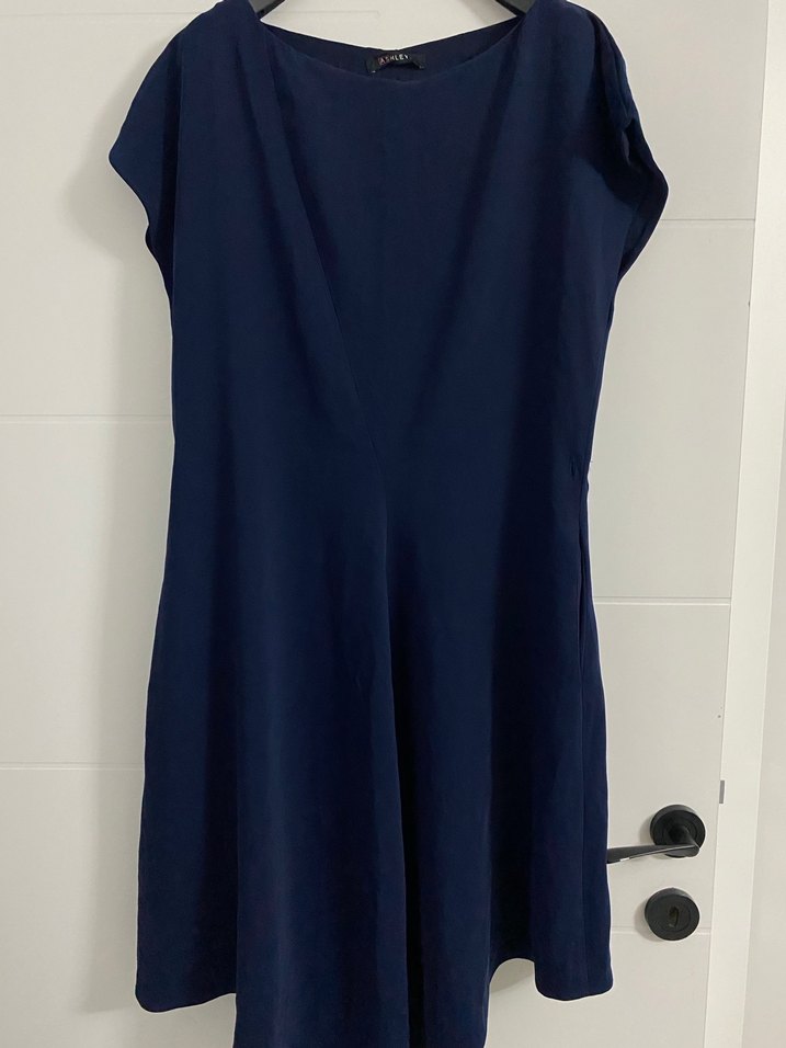 Lacivert V Yaka Midi Kadın Elbise - Görsel 3