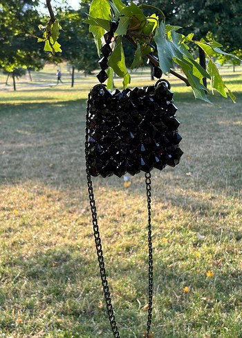 Siyah Kristal Boncuklu Gotik Kadın Çanta - Görsel 5