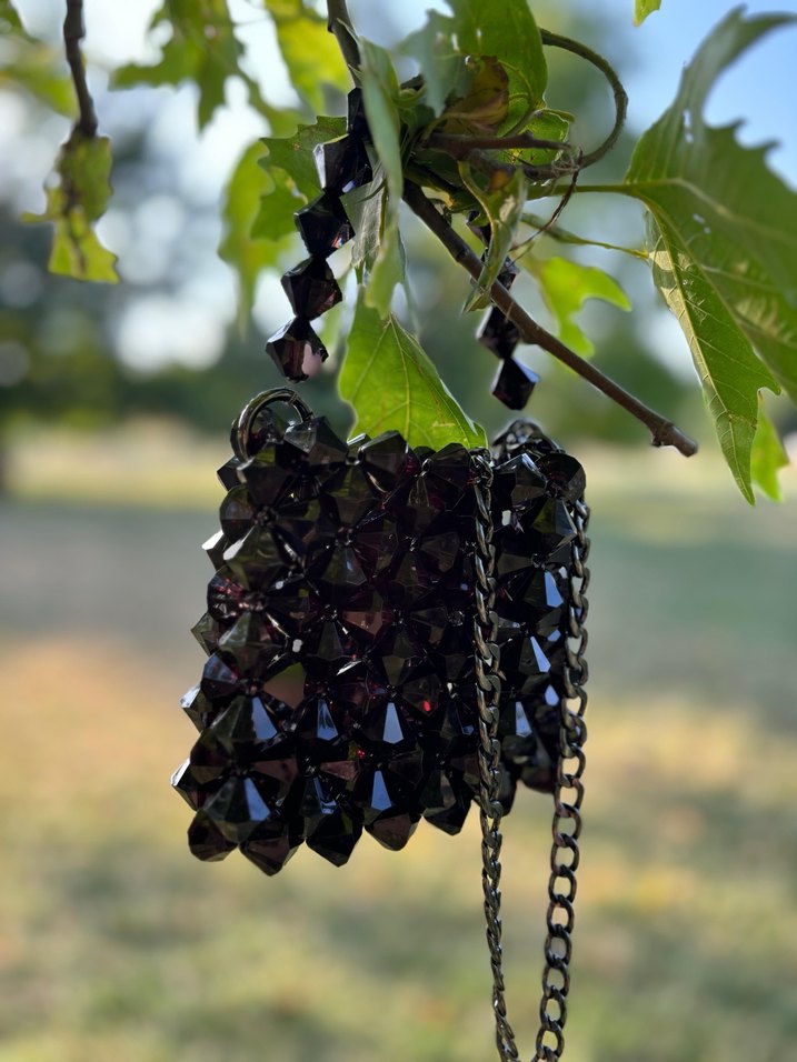 Siyah Kristal Boncuklu Gotik Kadın Çanta - Görsel 2