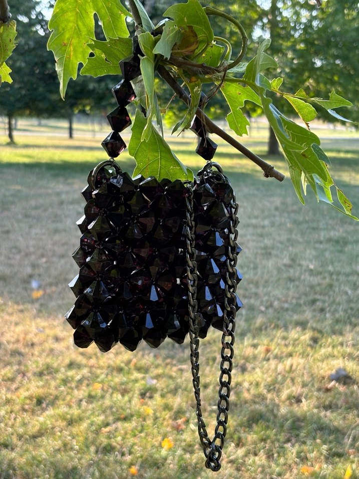 Siyah Kristal Boncuklu Gotik Kadın Çanta - Görsel 4