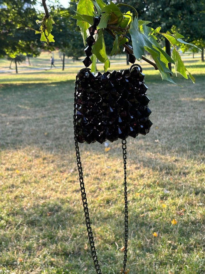 Siyah Kristal Boncuklu Gotik Kadın Çanta - Görsel 5