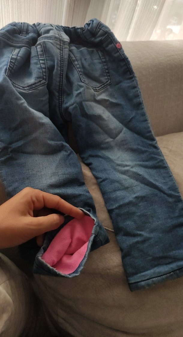 Kız Çocuk Mavi Bol Kesim Kot Pantolon - Görsel 3