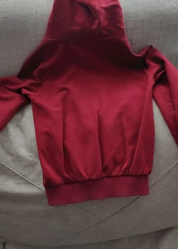 Kırmızı Kapüşonlu Fermuarlı Erkek Sweatshirt - Görsel 3