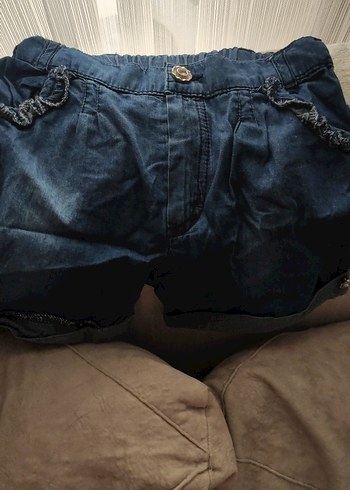 Koyu Mavi Düğmeli Kot Şort - Görsel 2