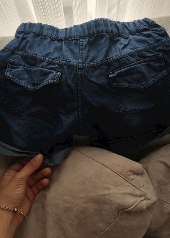 Koyu Mavi Düğmeli Kot Şort - Görsel 3